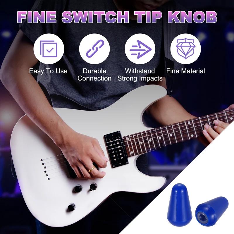 5 Pcs Switch Tip Knob for Electric Guitar, 3.7mm Cross Opening, Blue