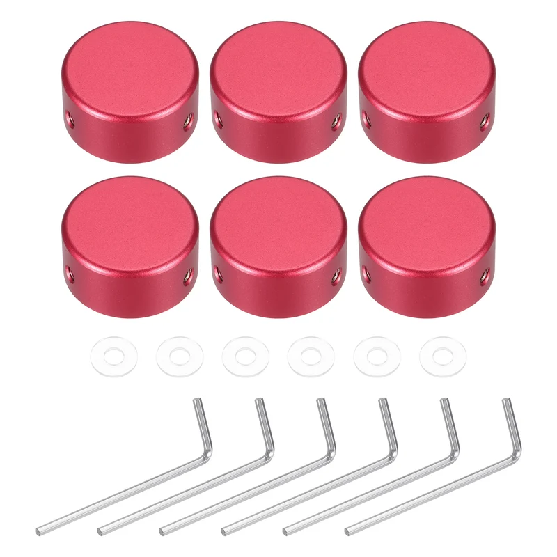 6 Pcs Footswitch Toppers Guitar Pedal Button Caps, Red