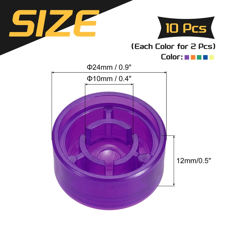 10 Pcs Footswitch Toppers Guitar Pedal Button Caps, Five Colors