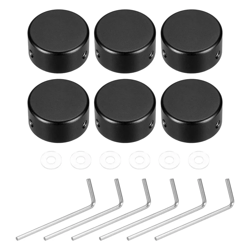 6 Pcs Footswitch Toppers Guitar Pedal Button Caps, Black