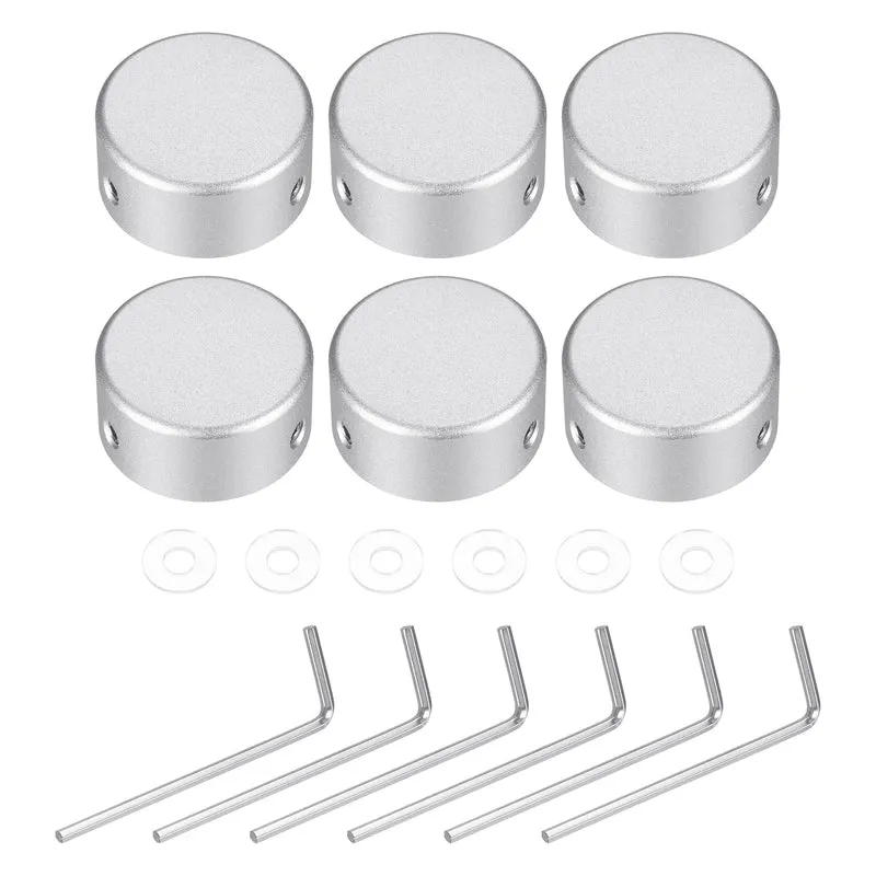 6 Pcs Footswitch Toppers Guitar Pedal Button Caps, Silver