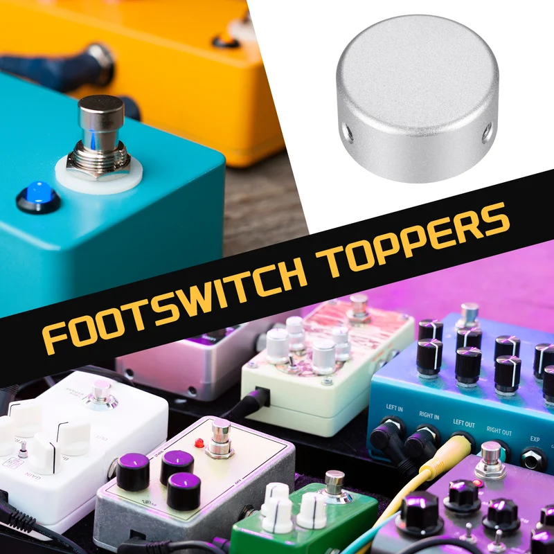 6 Pcs Footswitch Toppers Guitar Pedal Button Caps, Silver