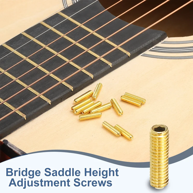 Guitar Bridge Saddle Height Adjustment Screws M3x10 Silver 20Pcs