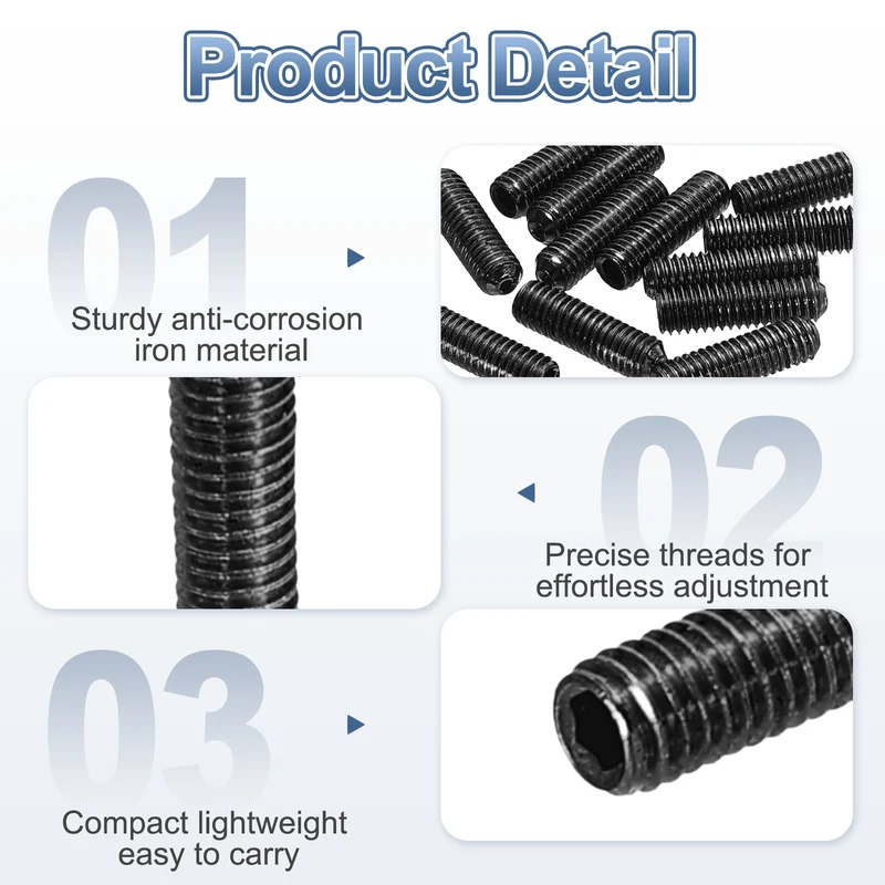 Guitar Bridge Saddle Height Adjustment Screws M3x10 Black 20Pcs