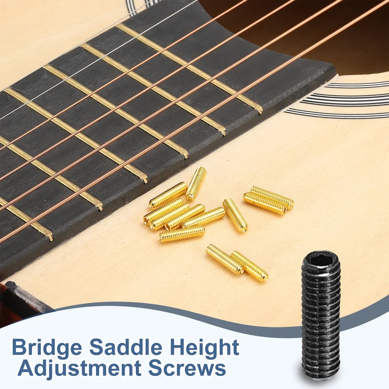 Guitar Bridge Saddle Height Adjustment Screws M3x10 Black 20Pcs