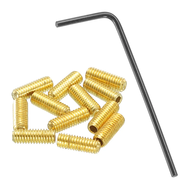 Guitar Bridge Saddle Height Adjustment Screws M3x8 Gold 12Pcs