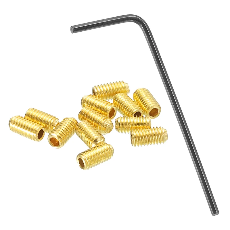 Guitar Bridge Saddle Height Adjustment Screws M3x6 Gold 12Pcs