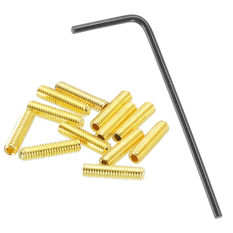 Guitar Bridge Saddle Height Adjustment Screws M3x12 Gold 12Pcs
