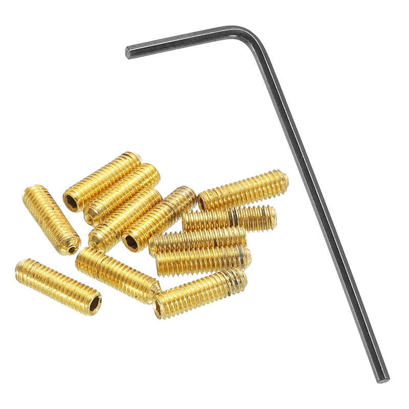 Guitar Bridge Saddle Height Adjustment Screws M3x10 Gold 12Pcs