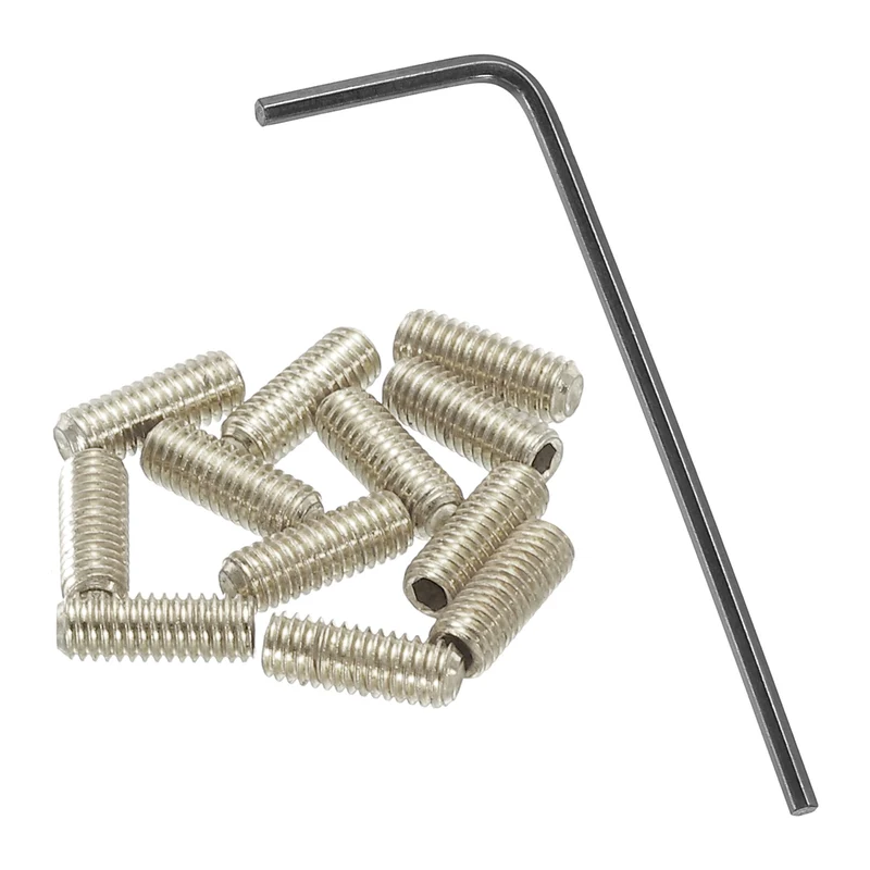 Guitar Bridge Saddle Height Adjustment Screws M3x8 Silver 12Pcs
