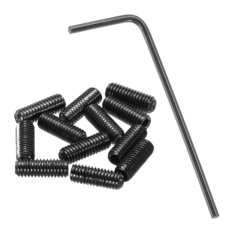 Guitar Bridge Saddle Height Adjustment Screws M3x8 Black 12Pcs