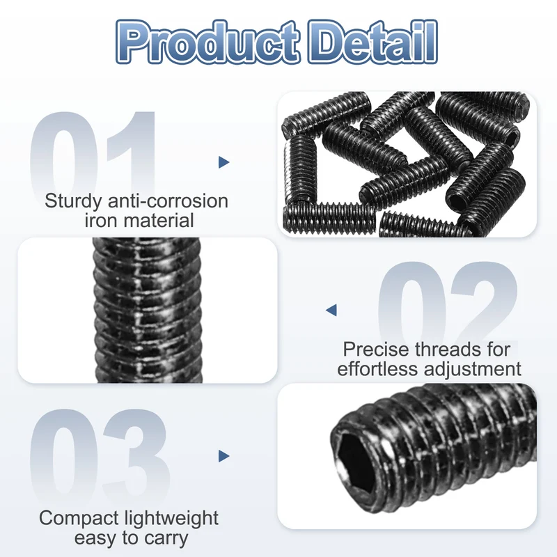 Guitar Bridge Saddle Height Adjustment Screws M3x8 Black 12Pcs