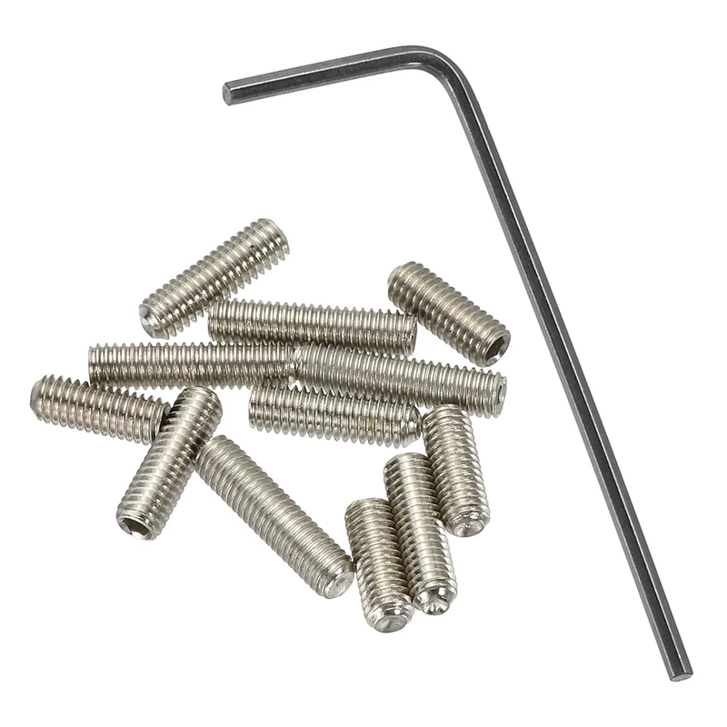 Guitar Bridge Saddle Height Adjustment Screws M3x8/10/12 Silver 12Pcs