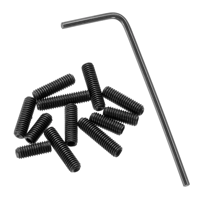 Guitar Bridge Saddle Height Adjustment Screws M3x8/10/12 Black 12Pcs