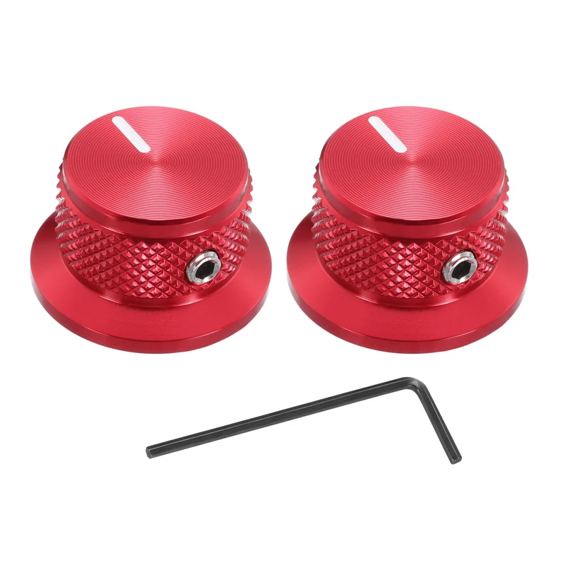 2pcs Aluminium Guitar Knobs with Wrench Set 1/4" Red