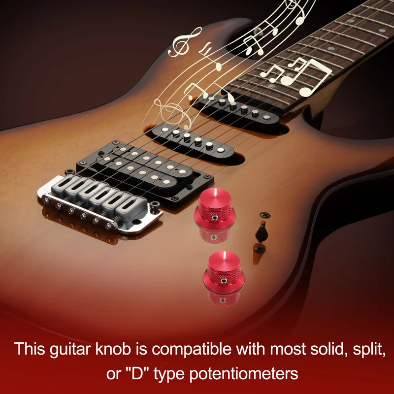 2pcs Aluminium Guitar Knobs with Wrench Set 1/4" Red