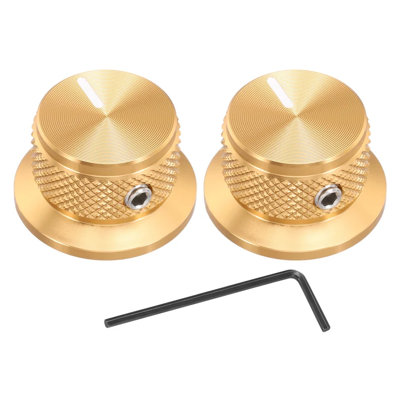 2pcs Aluminium Guitar Knobs with Wrench Set 1/4" Golden