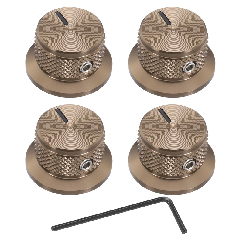 4pcs Aluminium Guitar Knobs with Wrench Set 1/4" Bronze