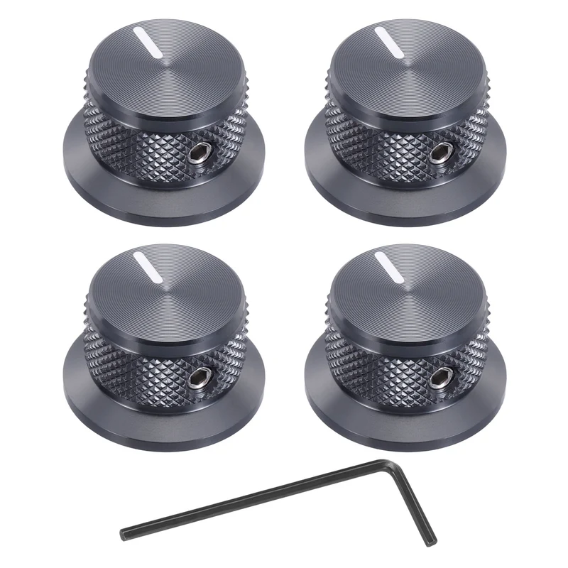 4pcs Aluminium Guitar Knobs with Wrench Set 1/4" Gray Blue