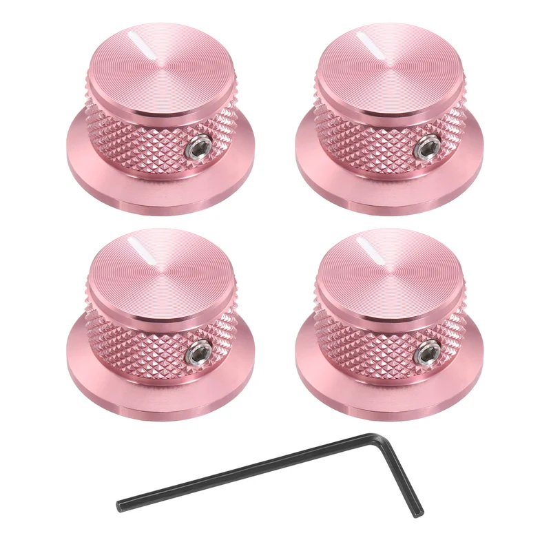 4pcs Aluminium Guitar Knobs with Wrench Set 1/4" Pink