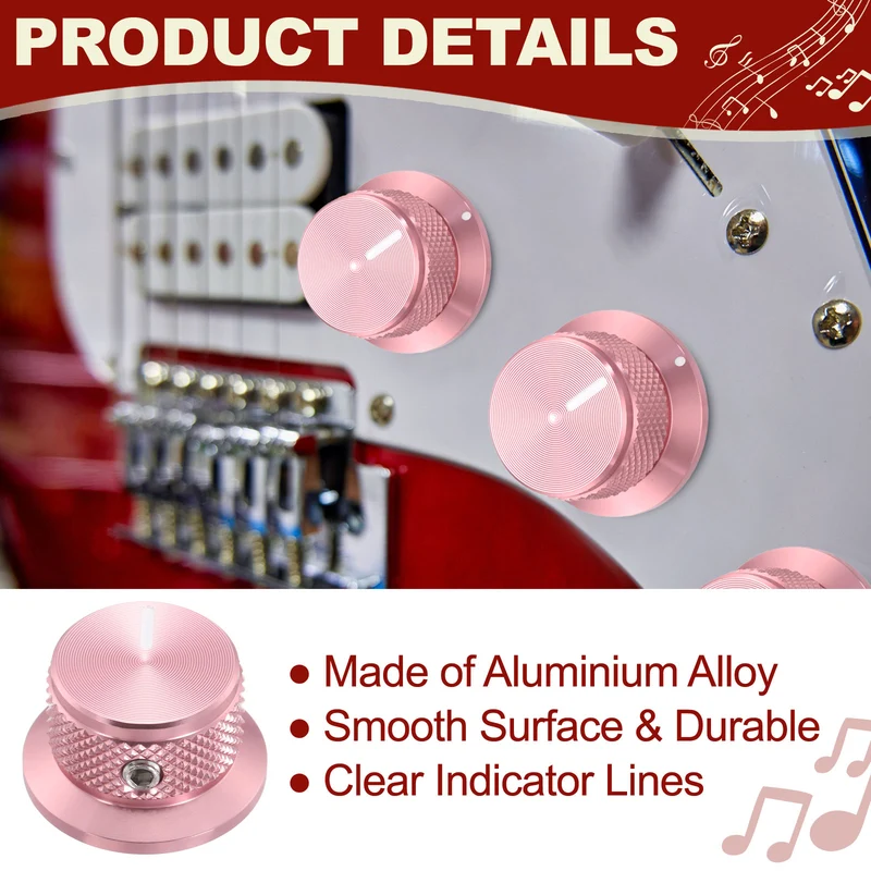4pcs Aluminium Guitar Knobs with Wrench Set 1/4" Pink
