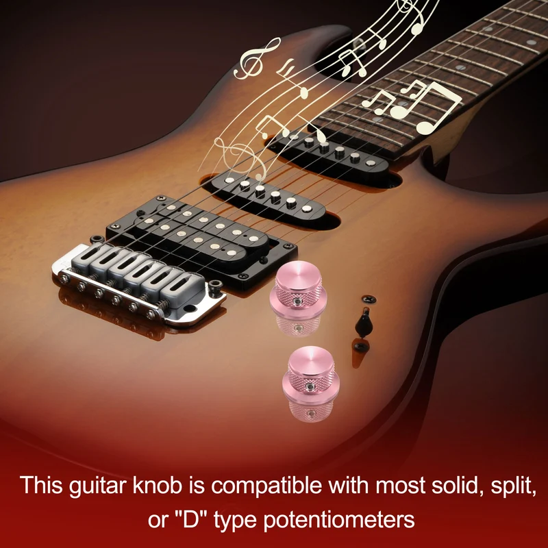 4pcs Aluminium Guitar Knobs with Wrench Set 1/4" Pink