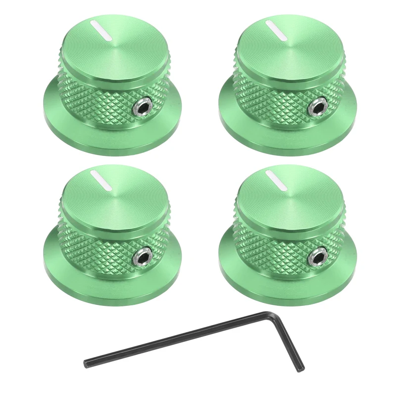 4pcs Aluminium Guitar Knobs with Wrench Set 1/4" Green