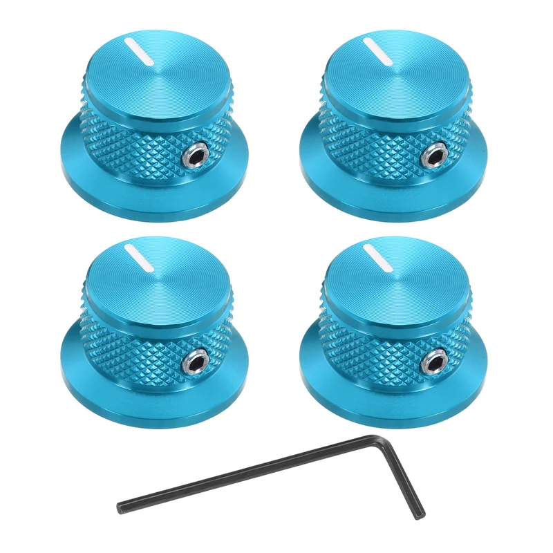 4pcs Aluminium Guitar Knobs with Wrench Set 1/4" Blue