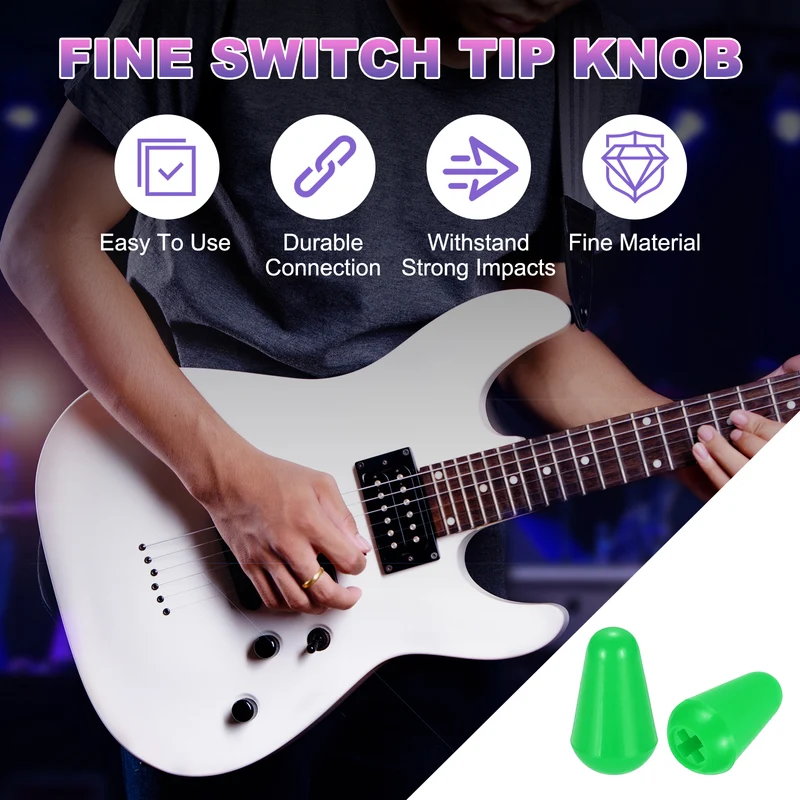 2 Pcs Switch Tip Knob for Electric Guitar, 3.7mm Cross Opening, Green