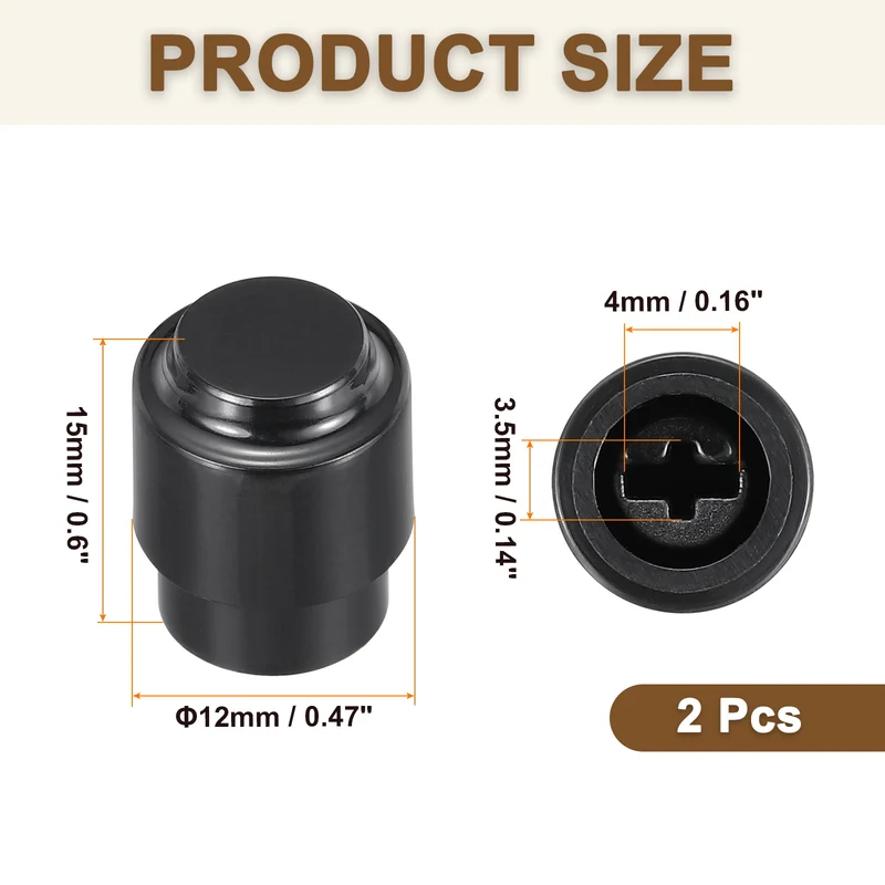 2Pcs ST Electric Guitar Pickup Switch Tip Cross Hole ID 0.16 x 0.14" Black
