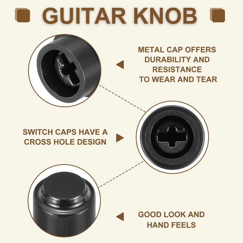 2Pcs ST Electric Guitar Pickup Switch Tip Cross Hole ID 0.16 x 0.14" Black