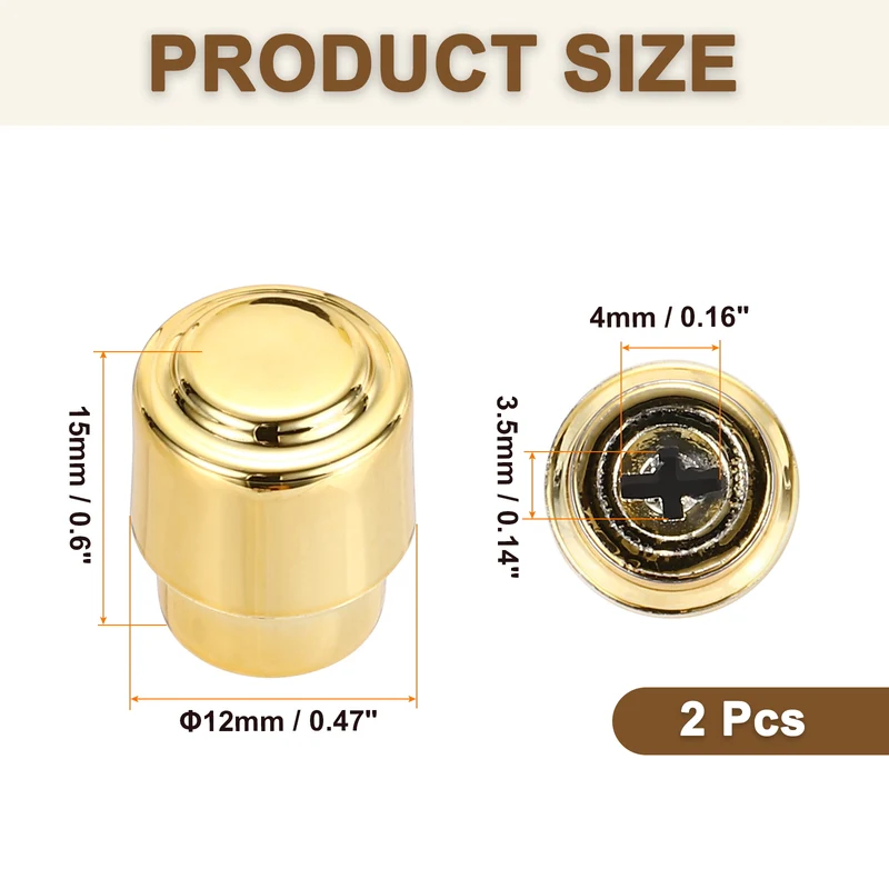 2Pcs ST Electric Guitar Pickup Switch Tip Cross Hole ID 0.16 x 0.14" Gold