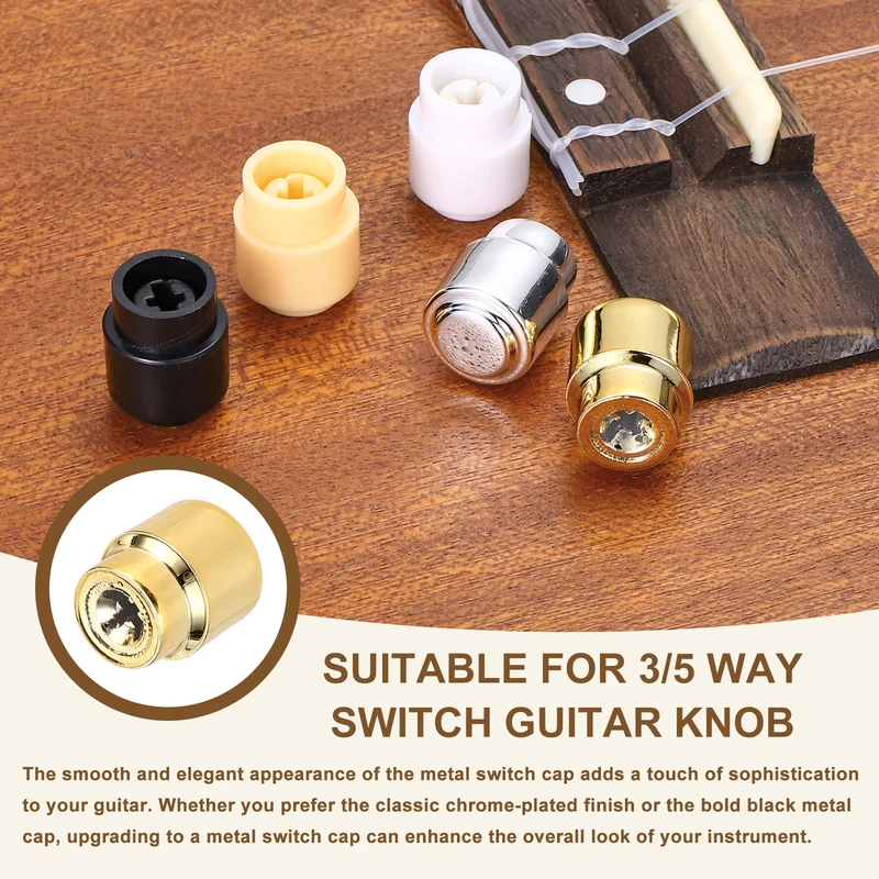 2Pcs ST Electric Guitar Pickup Switch Tip Cross Hole ID 0.16 x 0.14" Gold