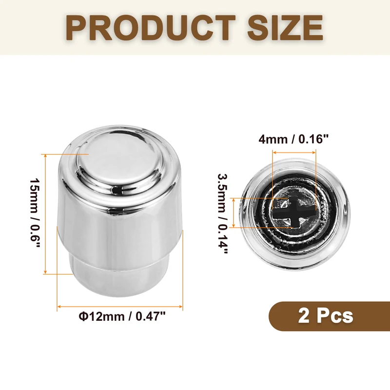 2Pcs ST Electric Guitar Pickup Switch Tip Cross Hole ID 0.16 x 0.14" Silver