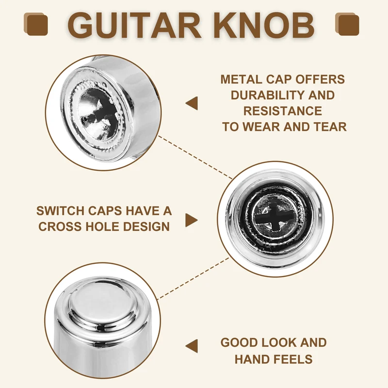 2Pcs ST Electric Guitar Pickup Switch Tip Cross Hole ID 0.16 x 0.14" Silver
