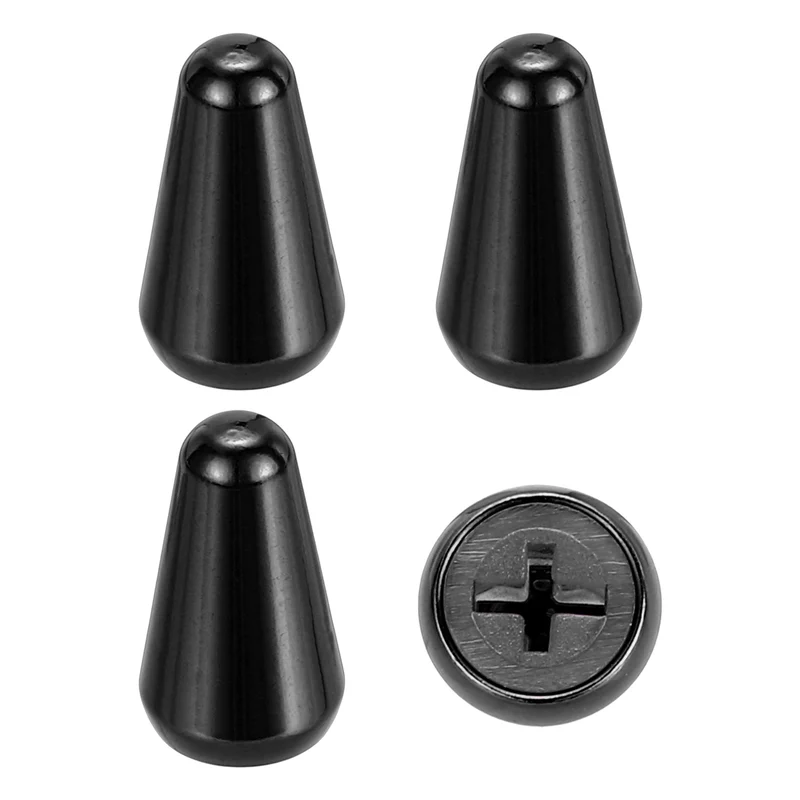 4Pcs ST Electric Guitar 3/5 Way Pickup Switch Tip ID 0.19 x 0.15" Black