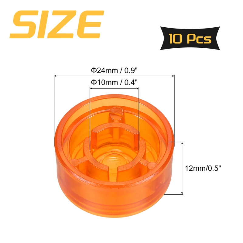 10 Pcs Footswitch Toppers Guitar Pedal Button Caps, Orange