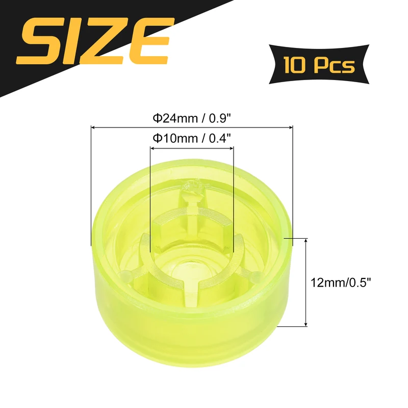 10 Pcs Footswitch Toppers Guitar Pedal Button Caps, Yellow