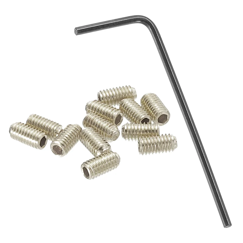Guitar Bridge Saddle Height Adjustment Screws M3x6 Silver 12Pcs