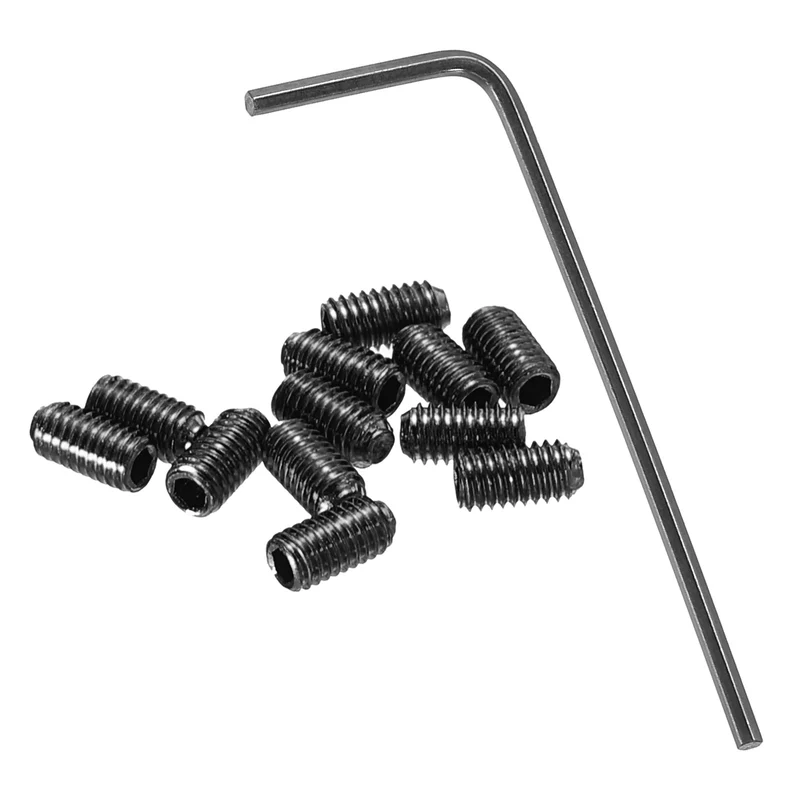 Guitar Bridge Saddle Height Adjustment Screws M3x6 Black 12Pcs