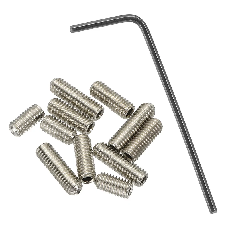 Guitar Bridge Saddle Height Adjustment Screws M3x6/8/10 Silver 12Pcs