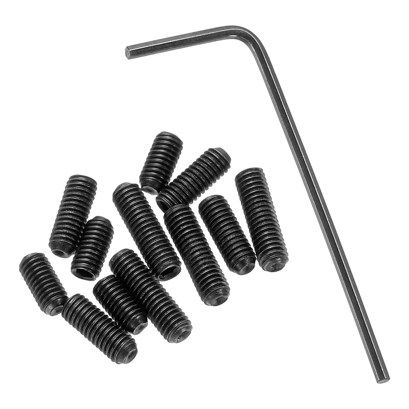 Guitar Bridge Saddle Height Adjustment Screws M3x6/8/10 Black 12Pcs