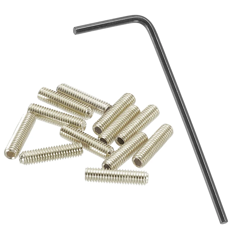 Guitar Bridge Saddle Height Adjustment Screws M3x12 Silver 12Pcs