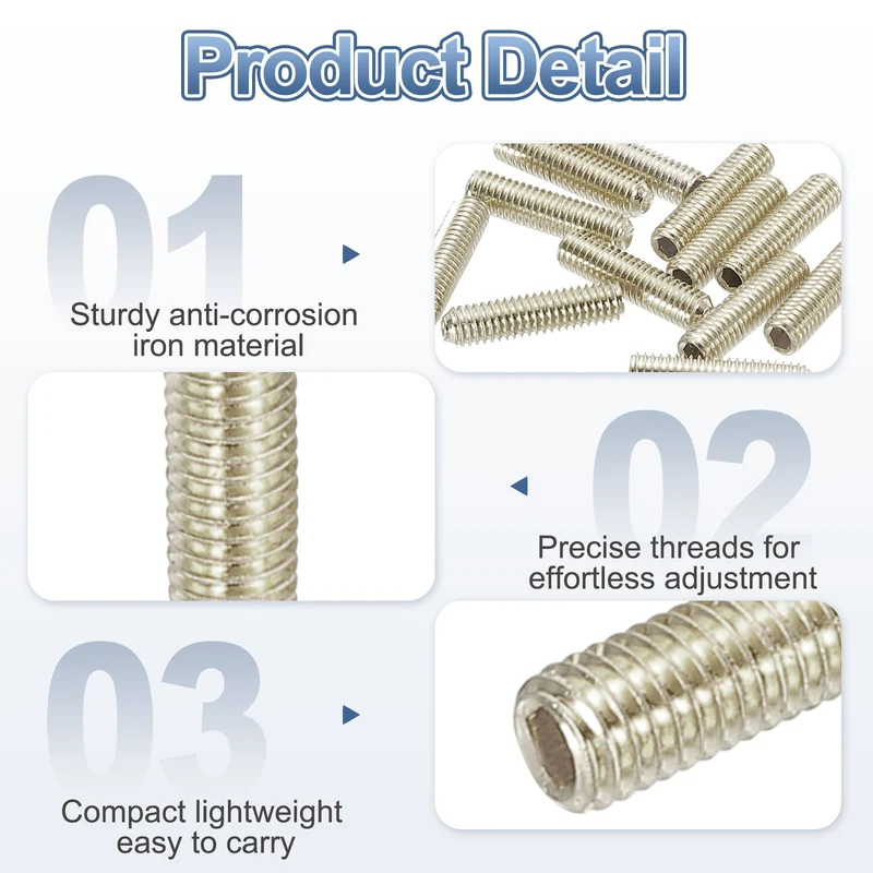 Guitar Bridge Saddle Height Adjustment Screws M3x12 Silver 12Pcs