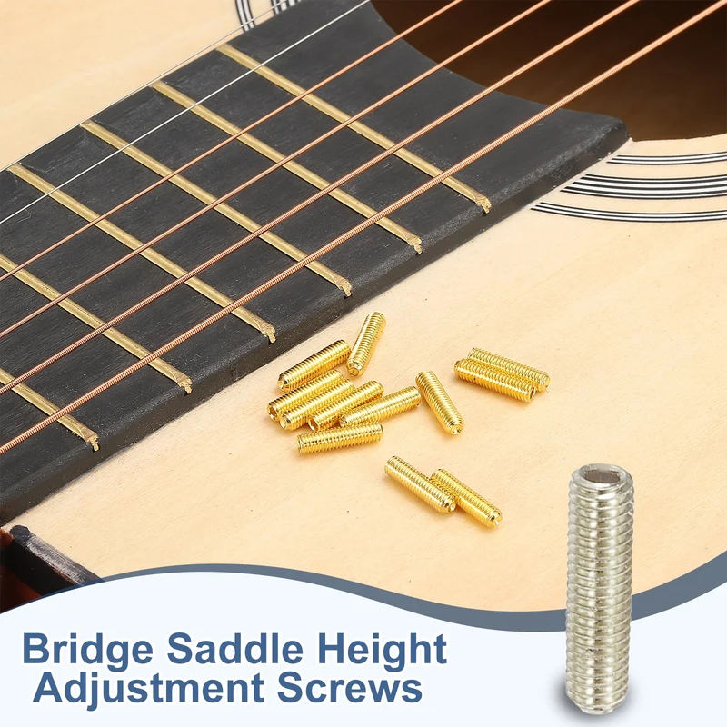 Guitar Bridge Saddle Height Adjustment Screws M3x12 Silver 12Pcs