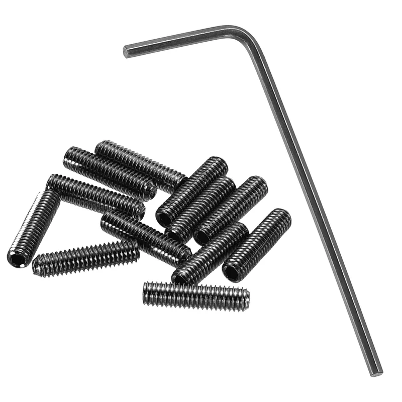 Guitar Bridge Saddle Height Adjustment Screws M3x12 Black 12Pcs