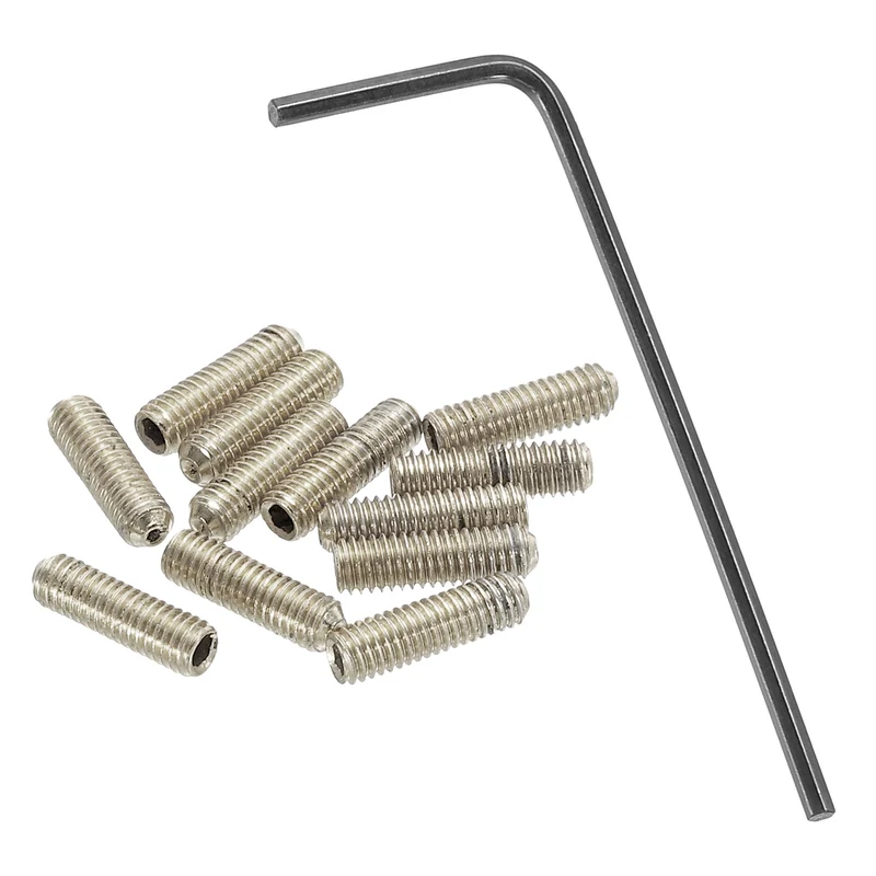 Guitar Bridge Saddle Height Adjustment Screws M3x10 Silver 12Pcs