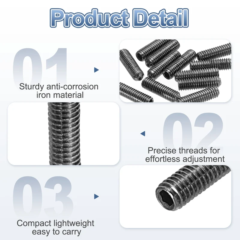 Guitar Bridge Saddle Height Adjustment Screws M3x10 Black 12Pcs