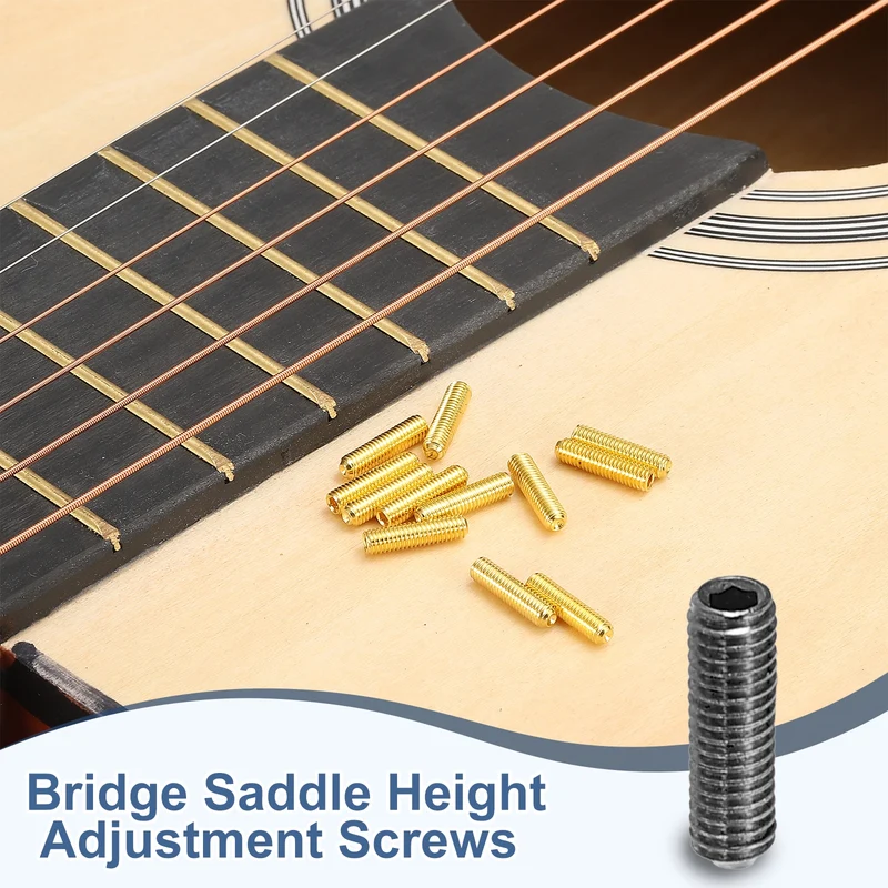 Guitar Bridge Saddle Height Adjustment Screws M3x10 Black 12Pcs
