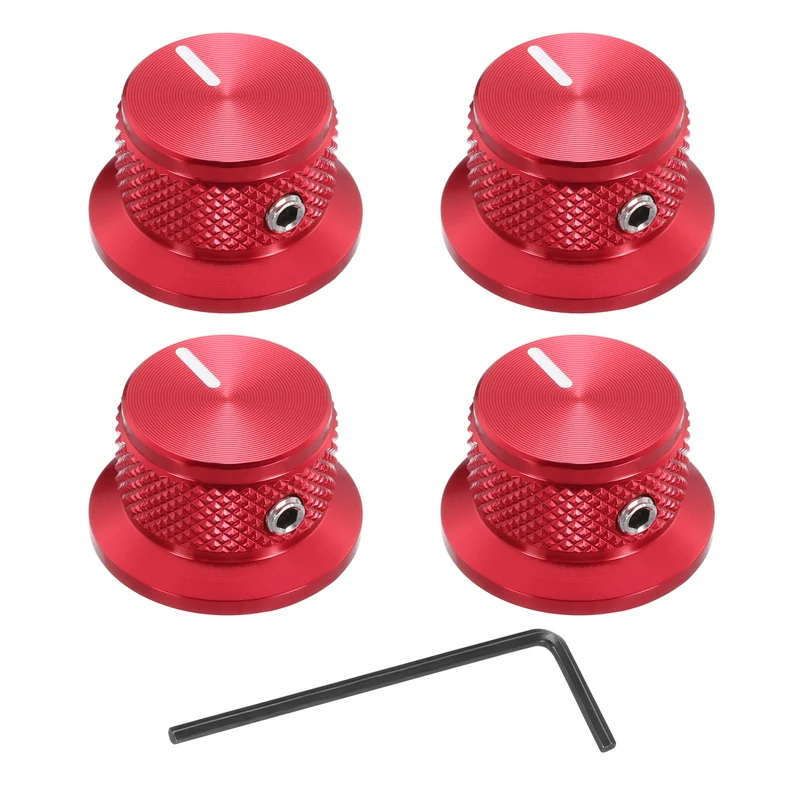 4pcs Aluminium Guitar Knobs with Wrench Set 1/4" Red